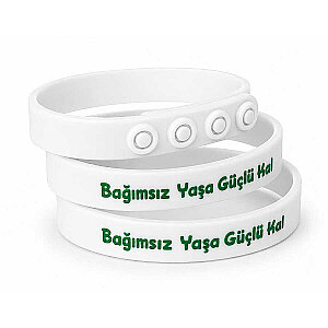 Bağımsız Yaşa, Güçlü Kal Yazılı Yetişkin Bileklik 22cm / Beyaz