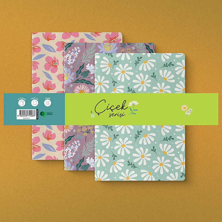 Çiçek Serisi 3'lü Defter Seti - 2