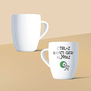 CTRL+Z Hayatı Geri Almaz Mottolu Beyaz Seramik Kupa - 2