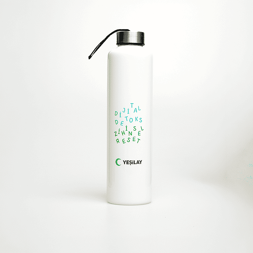 Dijital Detoks Zihinsel Reset Shiny White 750 ml Cam Su Şişesi - 1