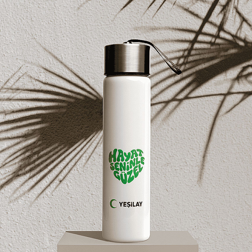 Hayat Seninle Güzel Shiny White Premium 450 ml Cam Su Şişesi - 2
