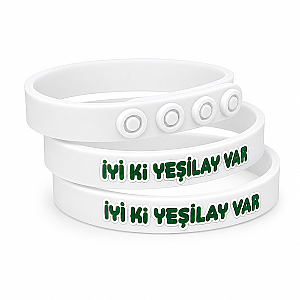 İyi Ki Yeşilay Var Yazılı Yetişkin Bileklik 22cm / Beyaz