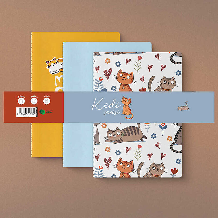 Kedi Serisi 3'lü Defter Seti - 2