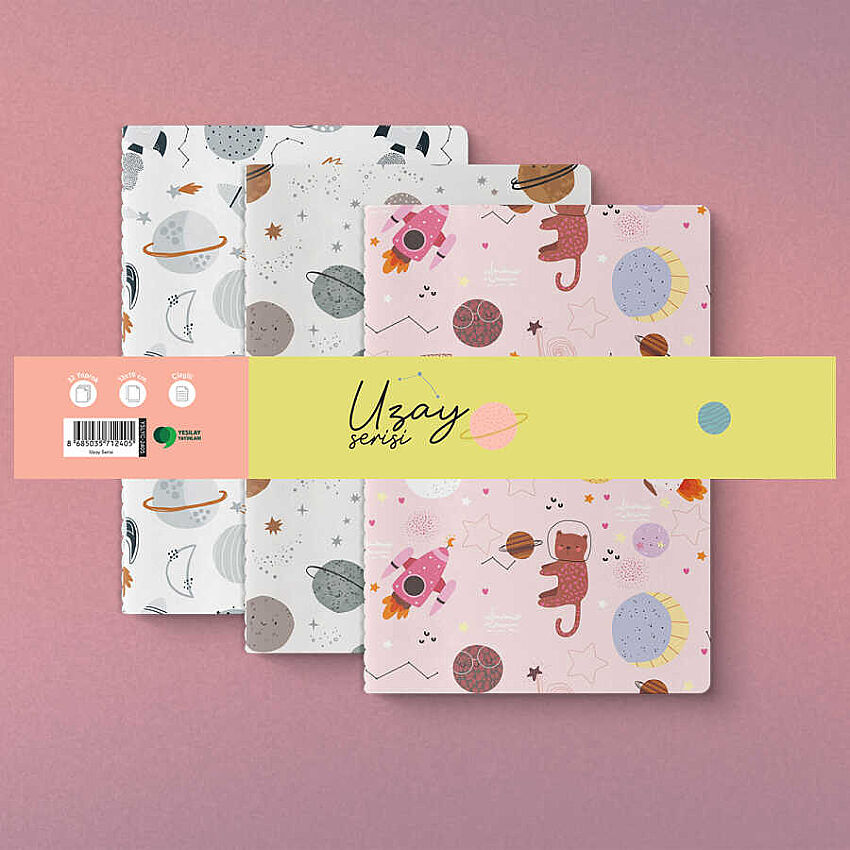 Uzay Serisi 3'lü Defter Seti - 2