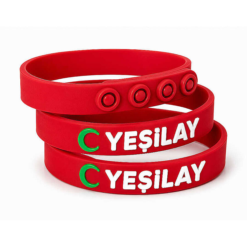 Yeşilay Logolu Yetişkin Bileklik 22 cm / Kırmızı - 1